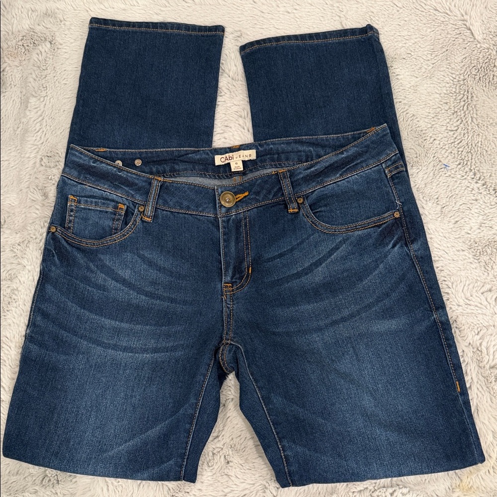 CAbi Laguna Slim Boyfriend Jeans Style 222 Dark Wash Sz 6 - Picture 5 of 6